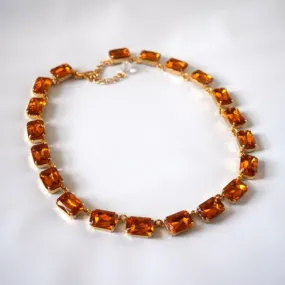 Orange Topaz Collet Necklace - Medium Octagon