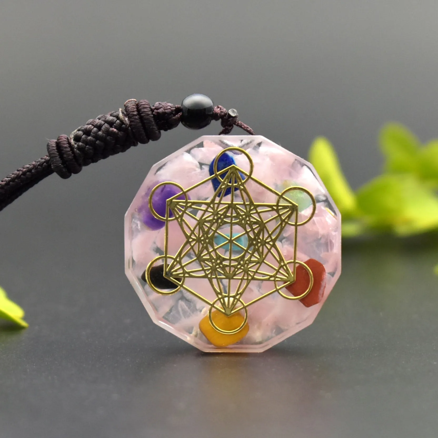 Orgone Pendant Tree Of Life Energy Orgonite Necklace, Pink Crystal Healing Resin Crystal pendant Chakra Yoga Meditation Pendant