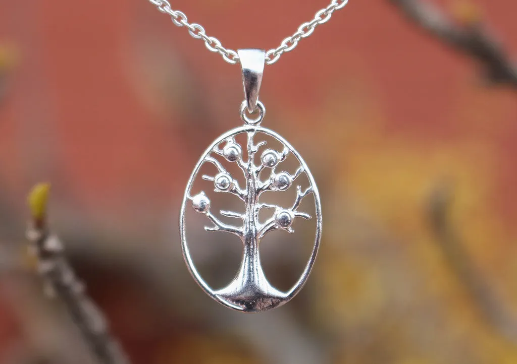 Oval Tree of Life Sterling Silver Necklace