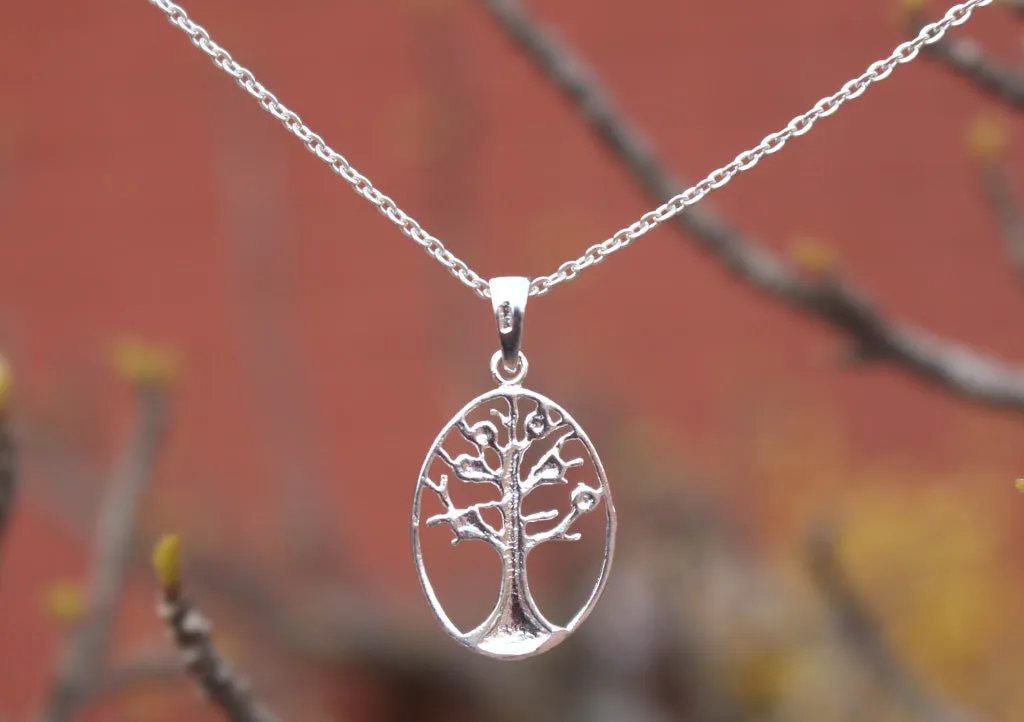 Oval Tree of Life Sterling Silver Necklace