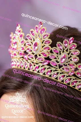 Pink with gold Quinceanera Tiara