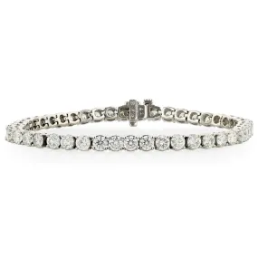 PLATINUM FIRE & ICE 34 ROUND BRILLIANT DIAMONDS=10.30CTS (I/IF-SI1) 3 PRONG TENNIS BRACELET