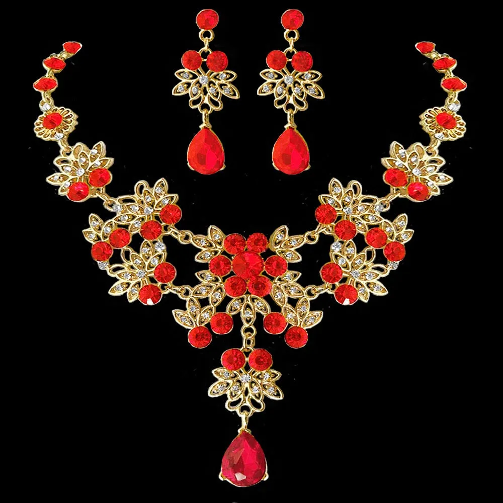 Princesa Crystal Tiaras and Jewelry Sets in Assorted Colors with Rhinestone Earrings with Necklace 