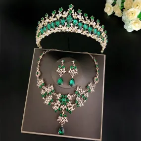 Princesa Crystal Tiaras and Jewelry Sets in Assorted Colors with Rhinestone Earrings with Necklace 