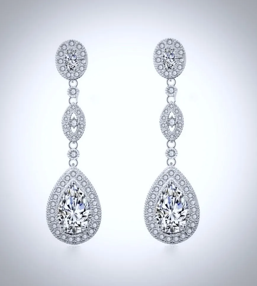 "Alexa" - Cubic Zirconia Bridal Earrings - Available in Silver and Rose Gold