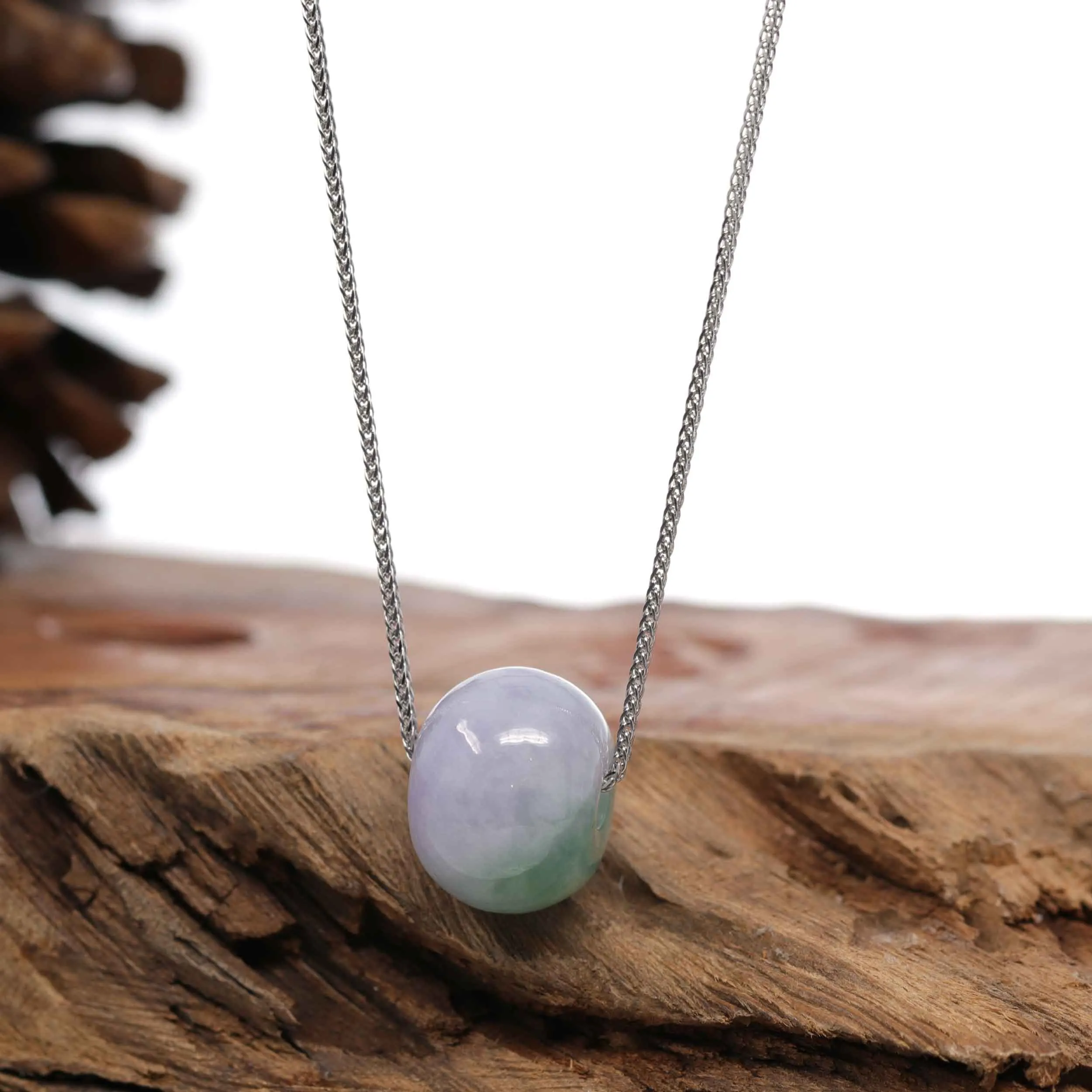 RealJade® Co. "Good Luck Button" Necklace Green & Lavender Jadeite Jade Lucky Tong Tong Pendant Necklace