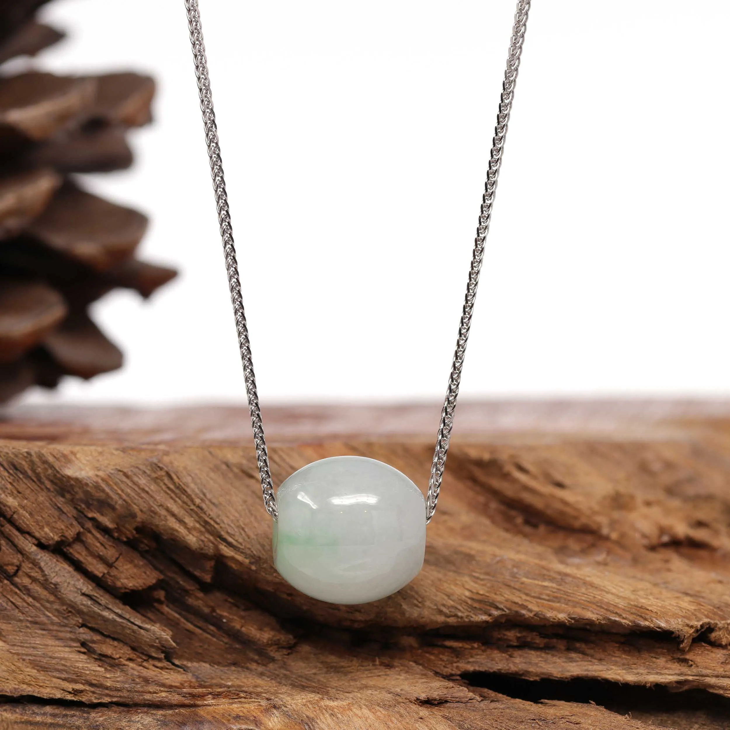 RealJade® Co. "Good Luck Button" Necklace Real Ice Blue Green Jade Lucky TongTong Pendant Necklace