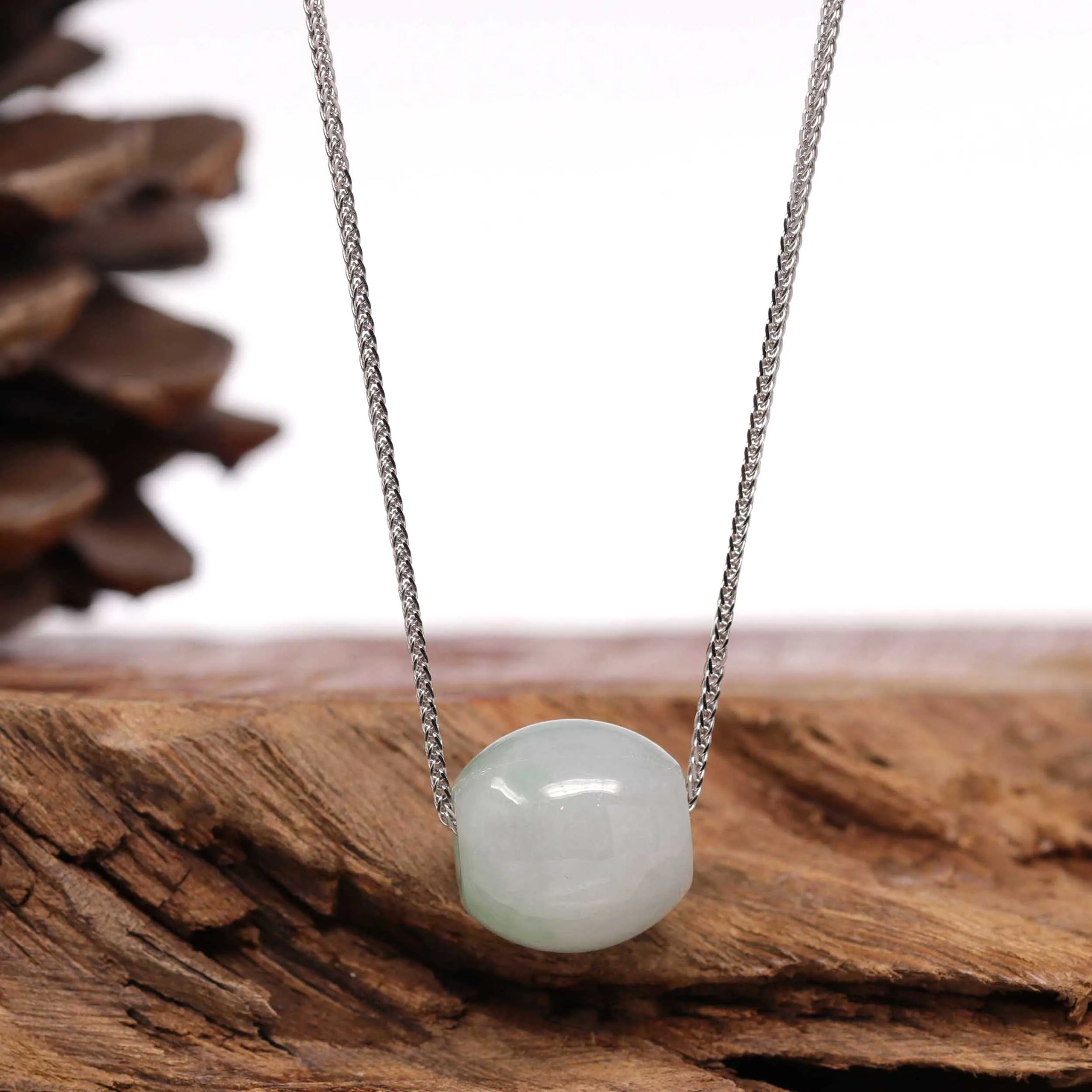 RealJade® Co. "Good Luck Button" Necklace Real Ice Blue Green Jade Lucky TongTong Pendant Necklace