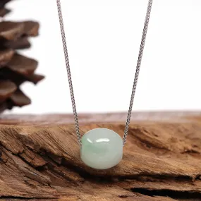 RealJade® Co. "Good Luck Button" Necklace Real Ice Blue Green Jade Lucky TongTong Pendant Necklace