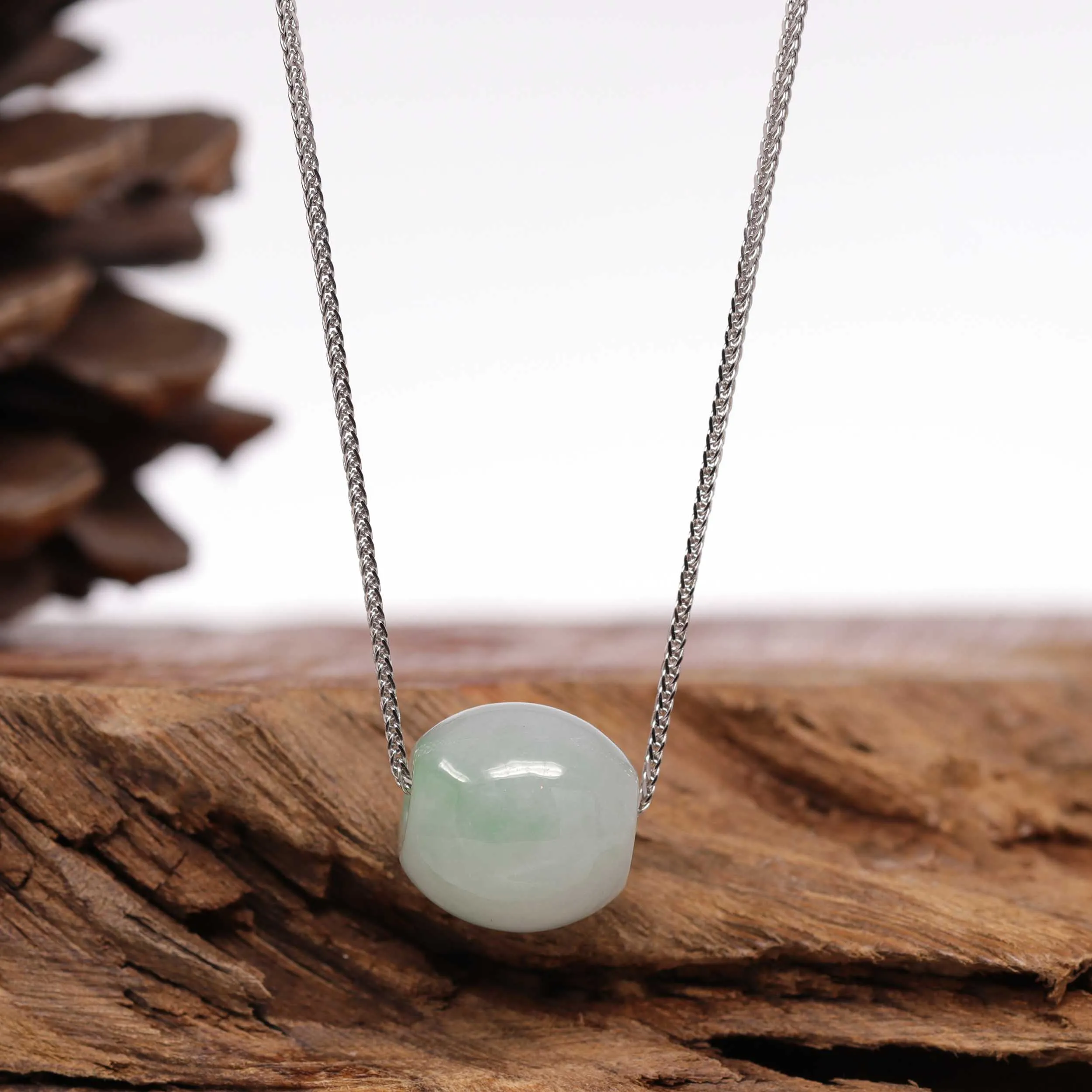 RealJade® Co. "Good Luck Button" Necklace Real Ice Blue Green Jade Lucky TongTong Pendant Necklace