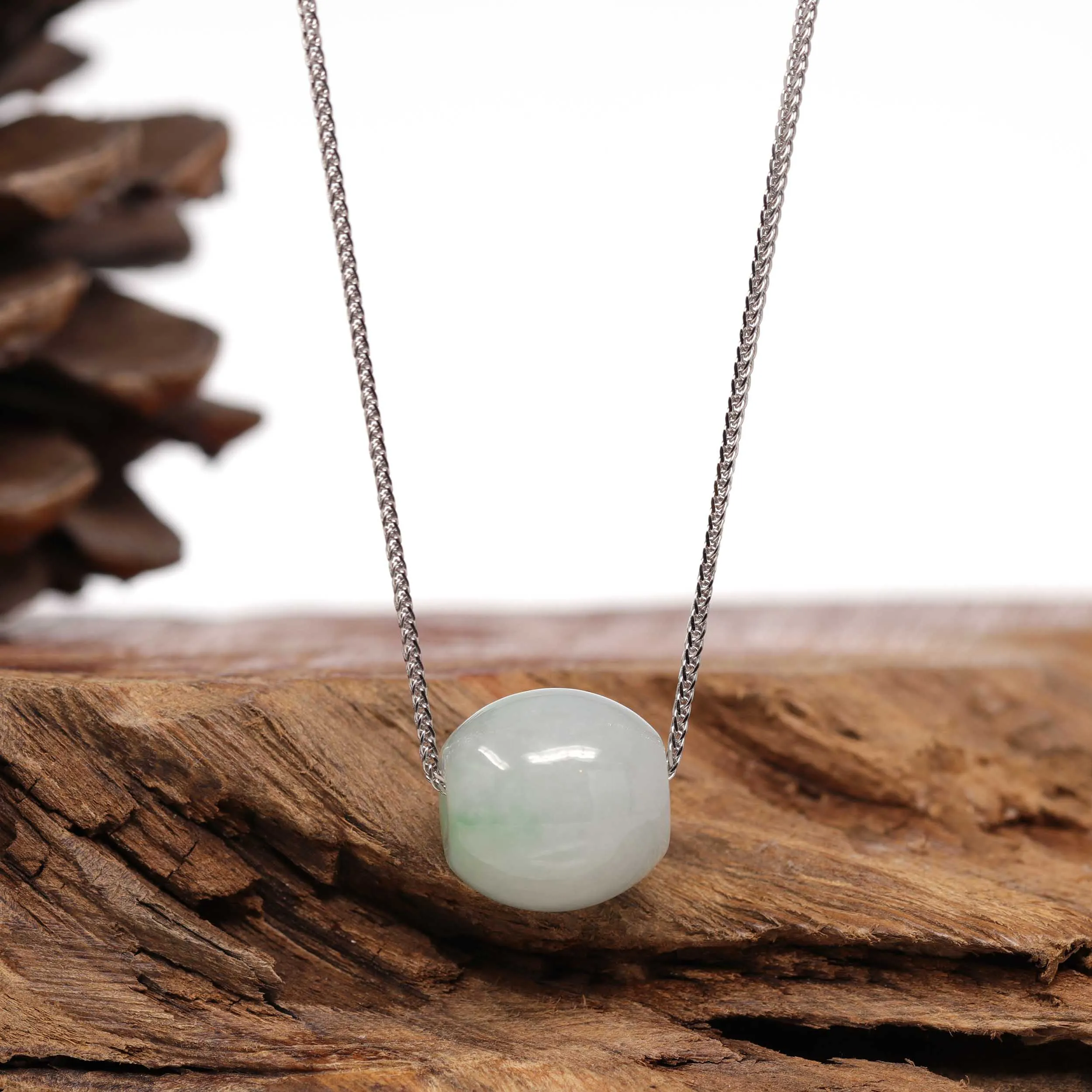 RealJade® Co. "Good Luck Button" Necklace Real Ice Blue Green Jade Lucky TongTong Pendant Necklace