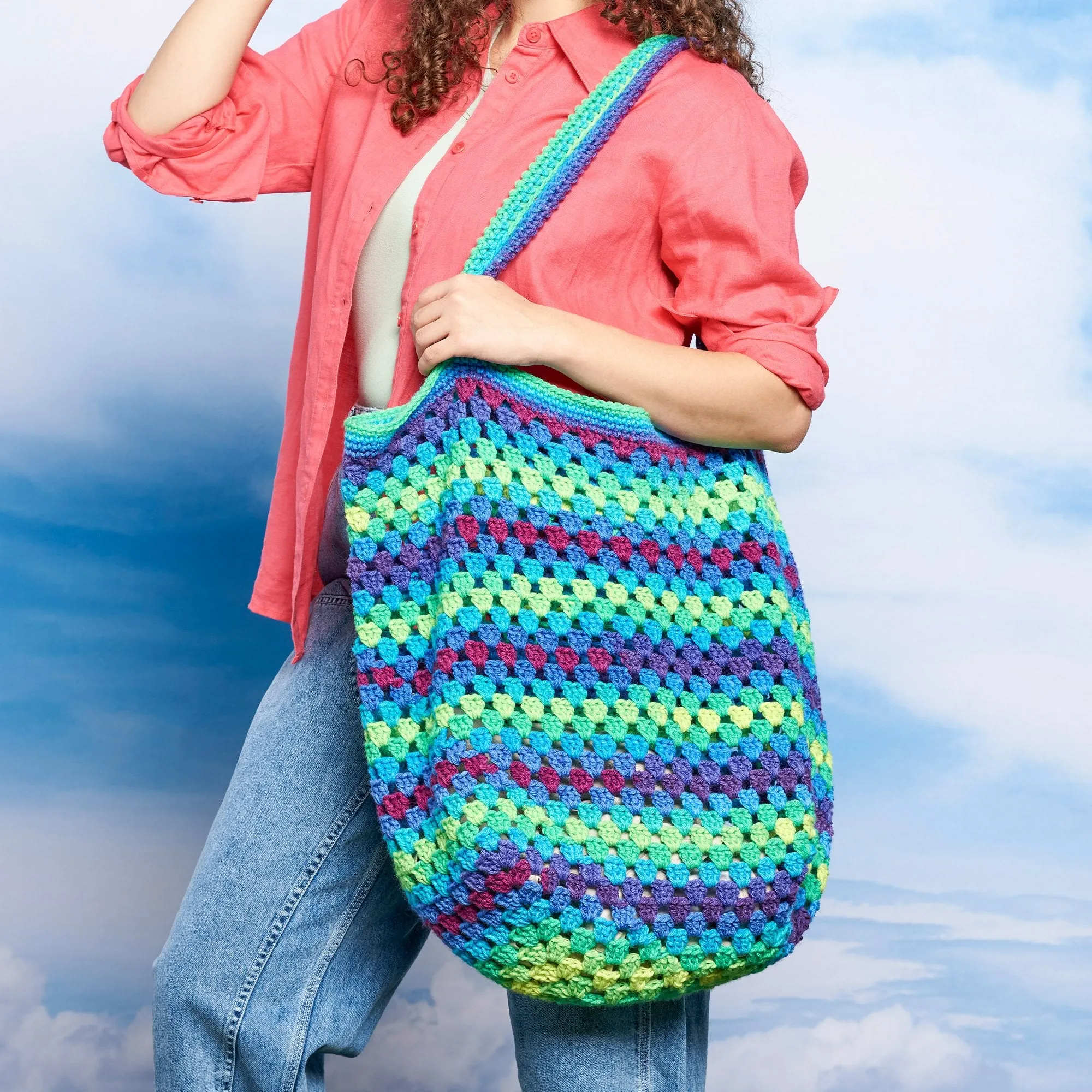 Red Heart Granny Clusters Crochet Tote