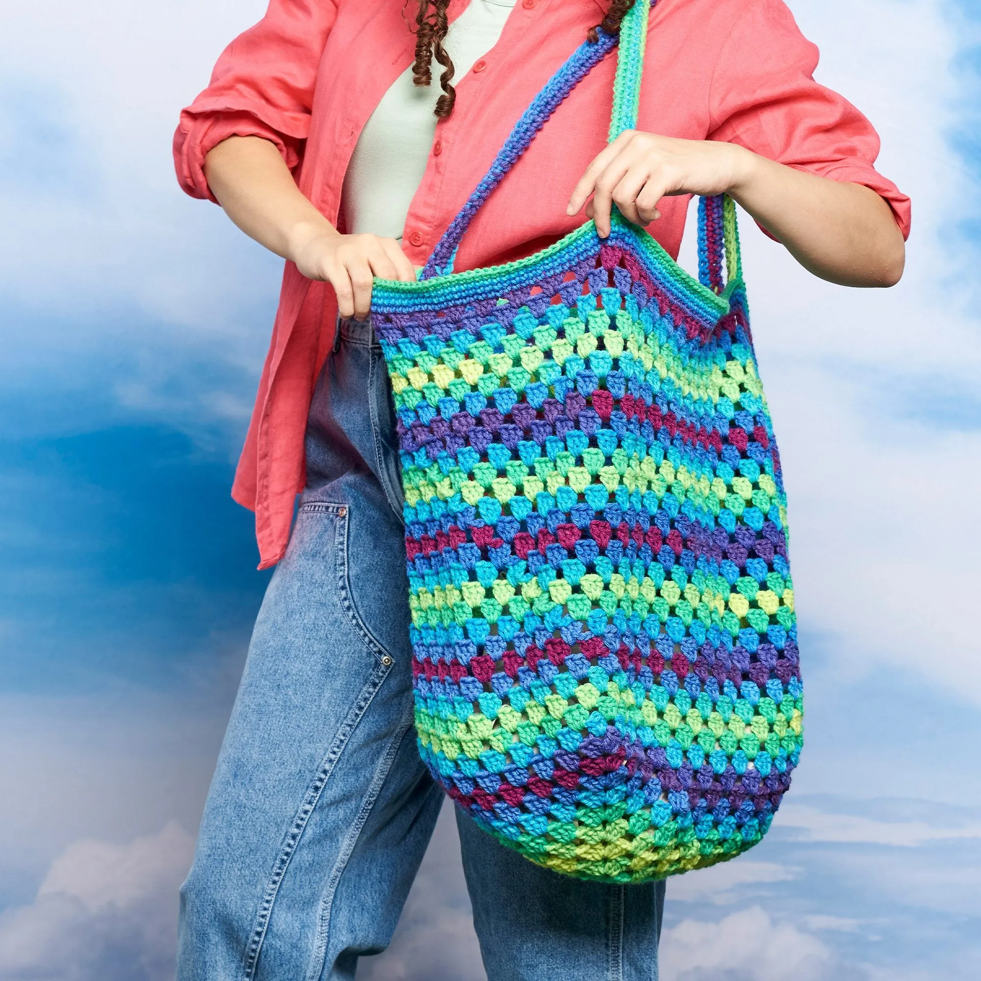 Red Heart Granny Clusters Crochet Tote