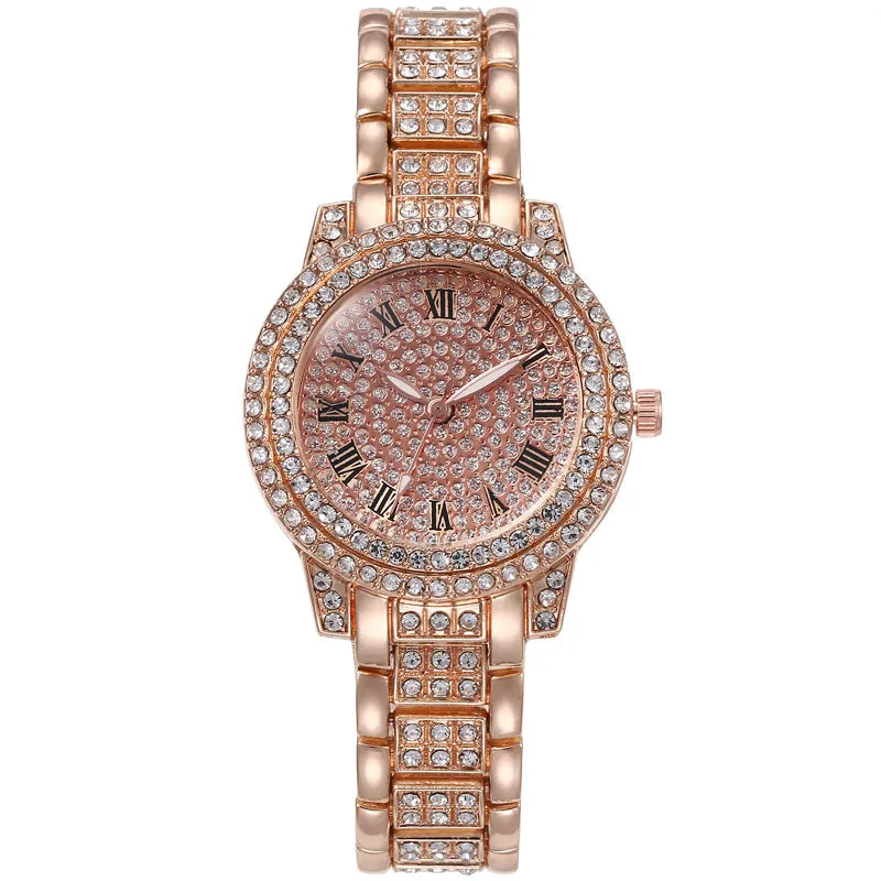 Retro Diamonds Thin Strap Business Women's Watch Simple Business Style Quartz Watch