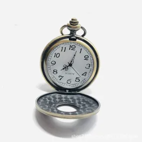 Retro Style Green Bronze Roman Simple Pocket Watch Classic Commemorative Quartz Watch