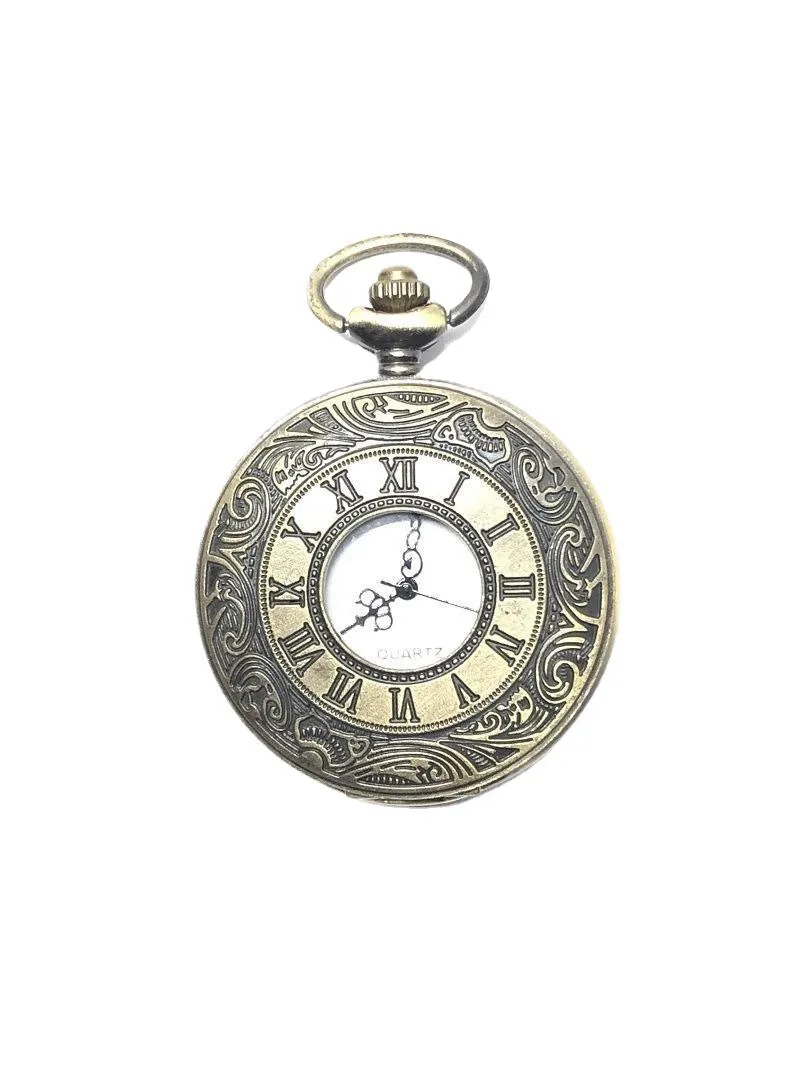 Retro Style Green Bronze Roman Simple Pocket Watch Classic Commemorative Quartz Watch