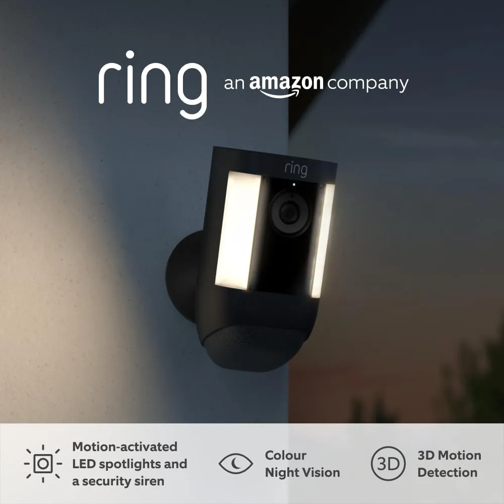 Ring Spotlight Cam Pro Battery Advanced Outdoor Security Camera with 1080p HDR Video