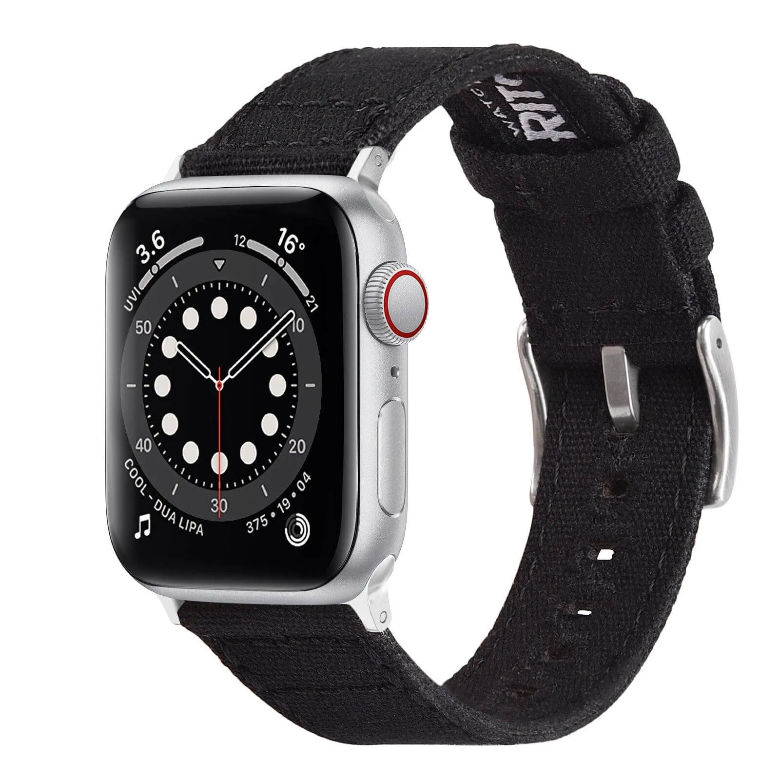 Ritche Black Canvas Watch Band For Apple Watch Series 7/6/5/4/3/2/1/SE