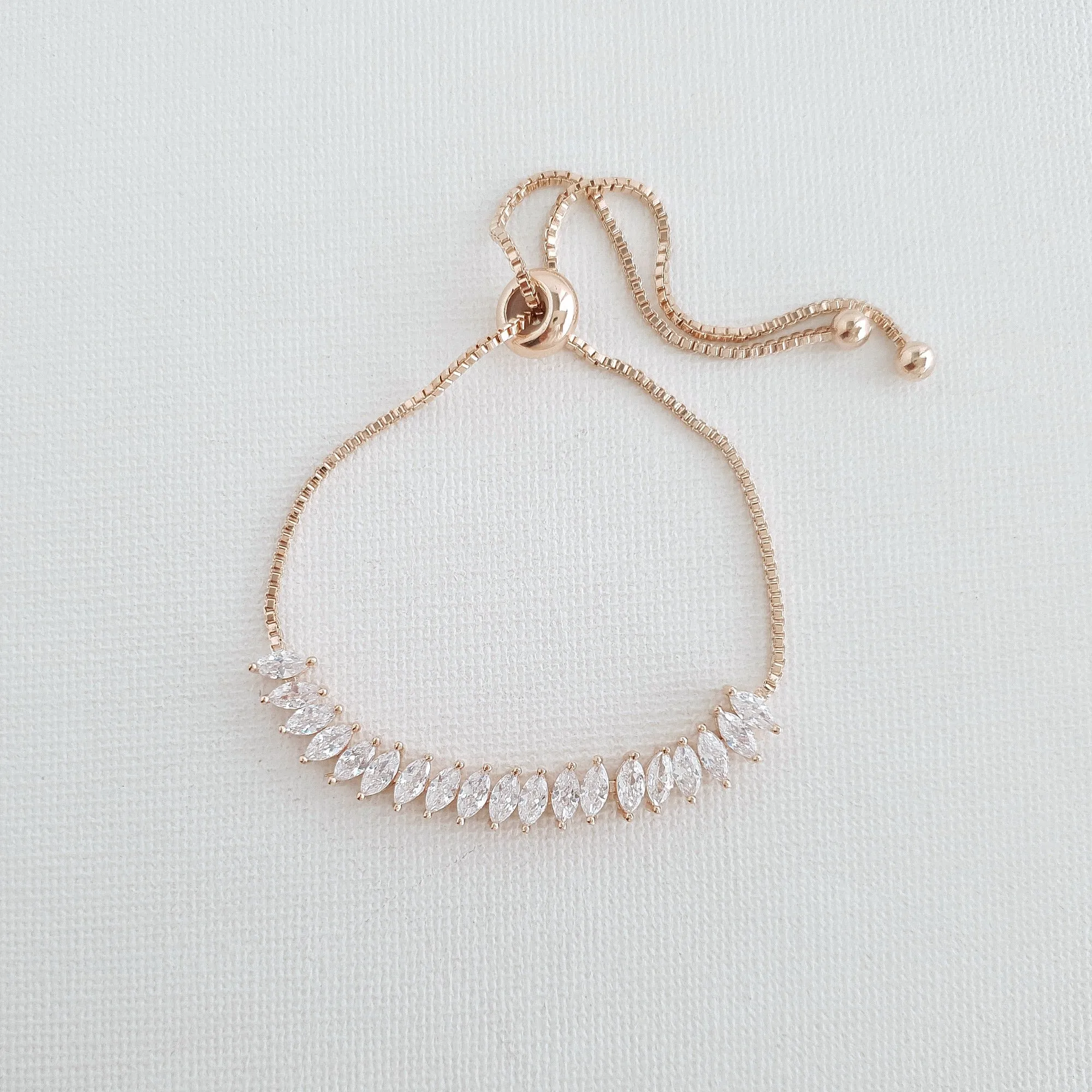 Rose Gold Wedding Bracelet, Rose Gold Adjustable Bracelet, Rose Gold Bridesmaid Bracelet, Wedding Jewelry, Simple Bracelet, Katie