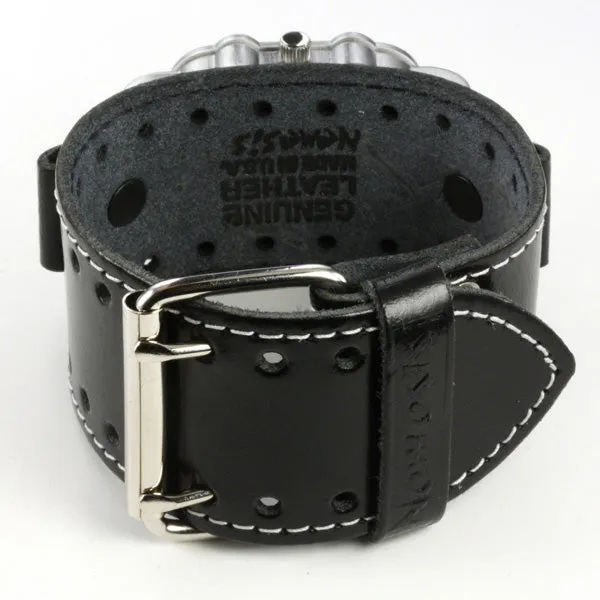 Rugged Black Watch with White Stitched Black Leather Cuff