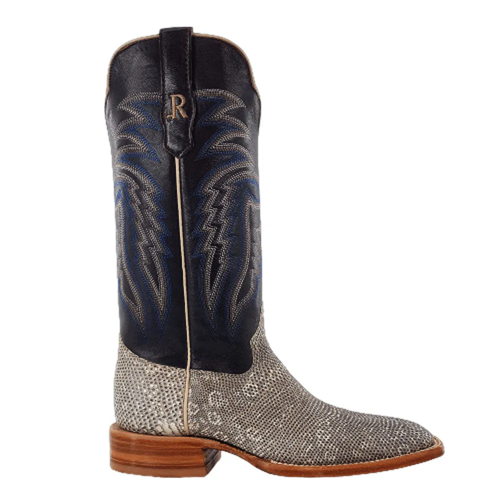 RW7900-2 R. Watson Men's Natural Ring Tail Lizard Chocolate Square Toe Cowboy Boot