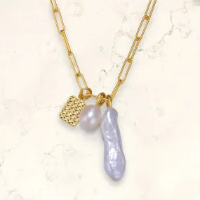 Sable Delphine Pearl Golden Link Necklace