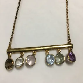 SEMI-PRECIOUS STONES ON BAR NECKLACE