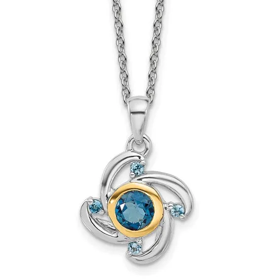 Shey Couture Sterling Silver with 14K Accent London and Swiss Blue and Topaz Necklace