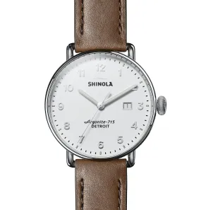 Shinola Canfield 3HD 43mm (Alabaster Dark Brown Strap)