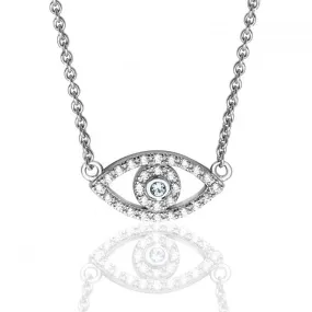 Silver & Co Small Open Evil Eye Pendant with Cubic Zirconia SPG0047