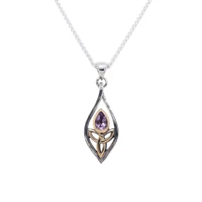 Silver and 10k Gold Guardian Angel Pendant Small -Amethyst/Topaz