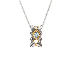 Silver And 10k Gold Rocks 'n Rivers Pendant - Centered Blue Topaz