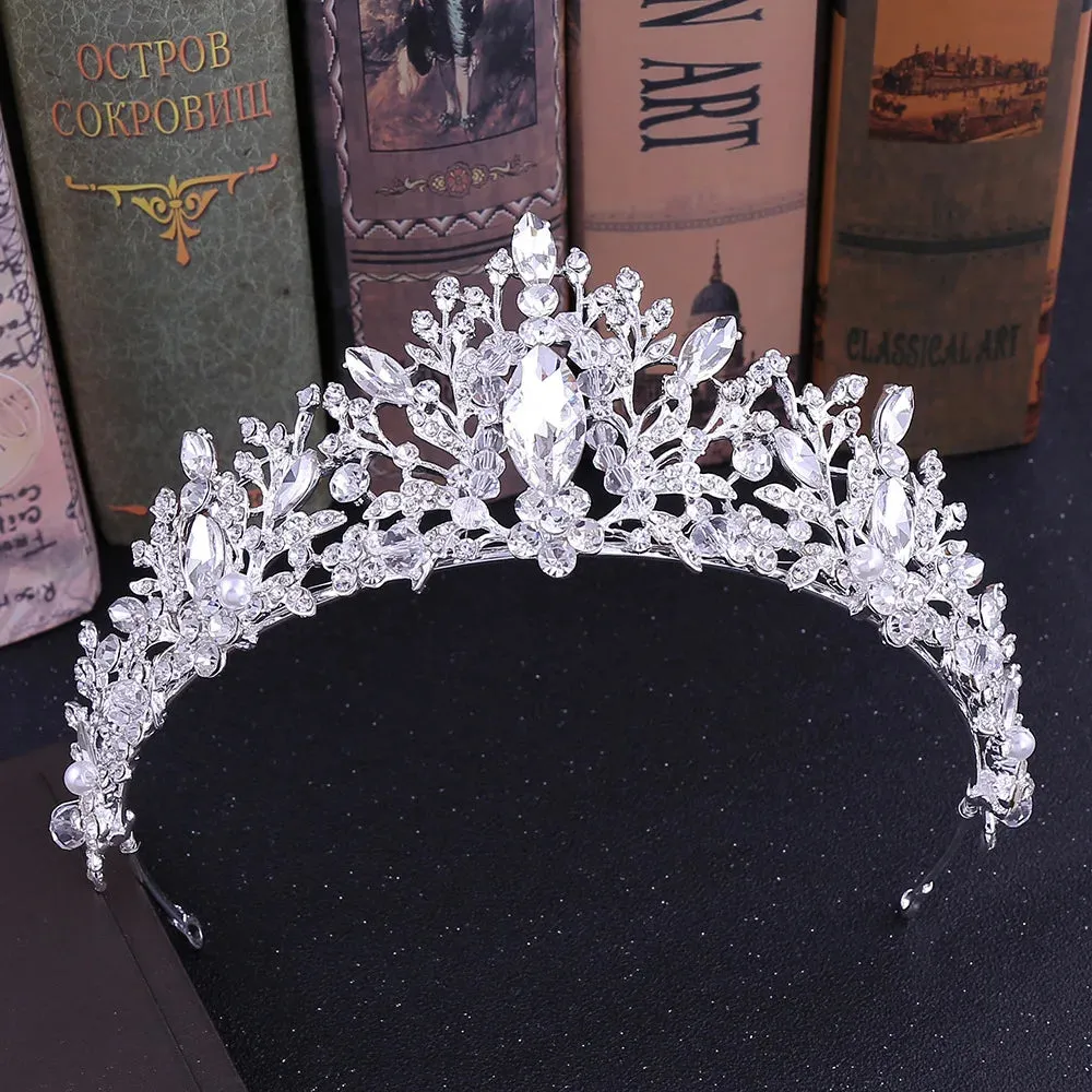 Silver Color Rhinestone Crystal Bridal Tiaras-Crowns- For Brides or Quinceaneras