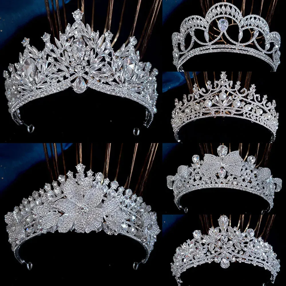 Silver Color Rhinestone Crystal Bridal Tiaras-Crowns- For Brides or Quinceaneras