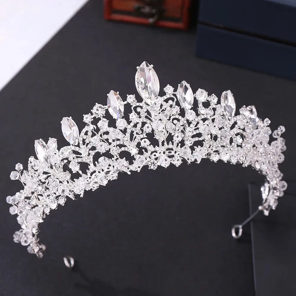 Silver Color Rhinestone Crystal Bridal Tiaras-Crowns- For Brides or Quinceaneras