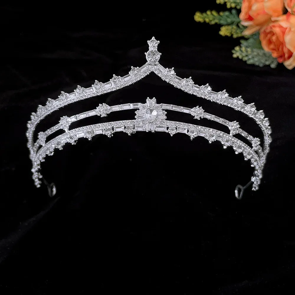 Silver Color Rhinestone Crystal Bridal Tiaras-Crowns- For Brides or Quinceaneras