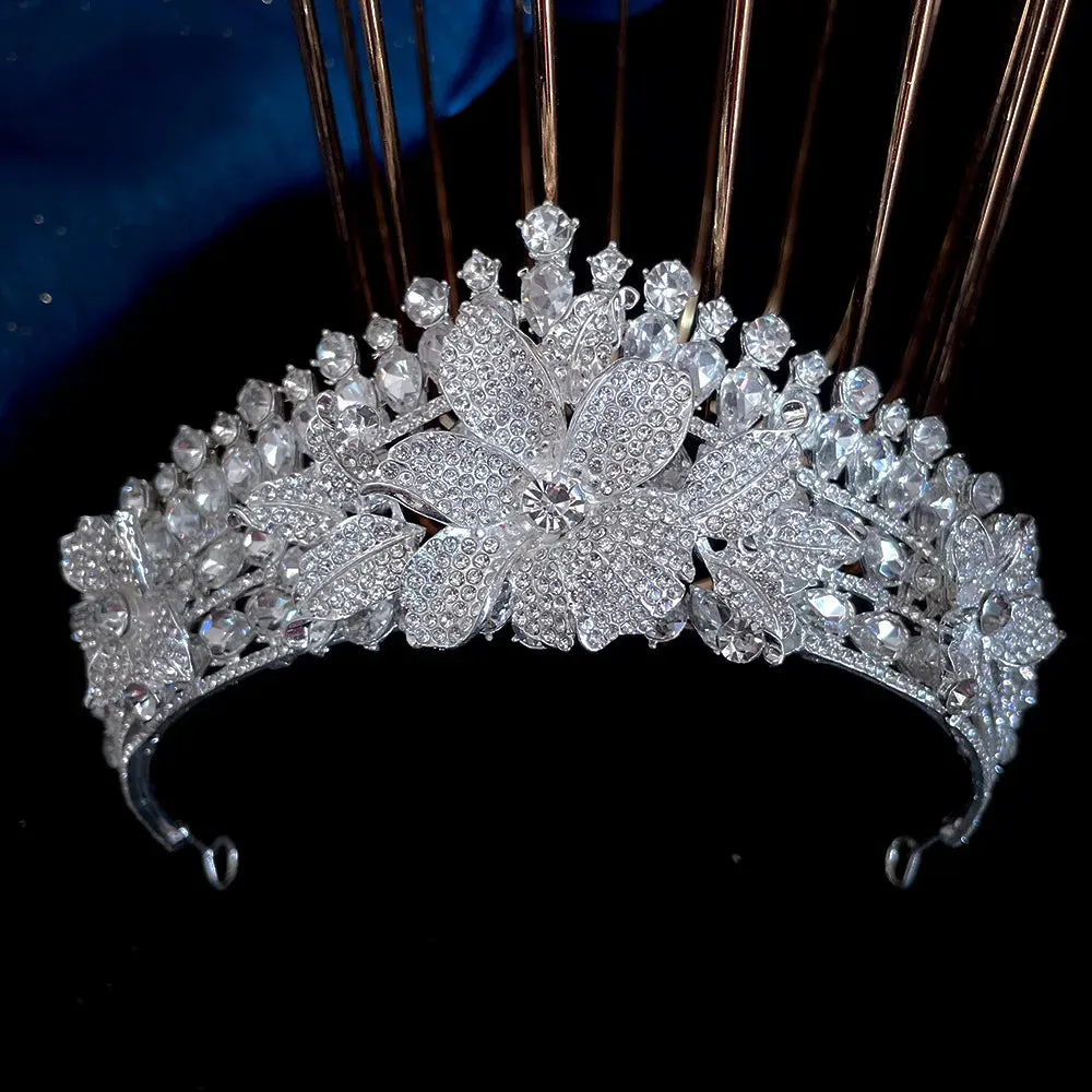 Silver Color Rhinestone Crystal Bridal Tiaras-Crowns- For Brides or Quinceaneras