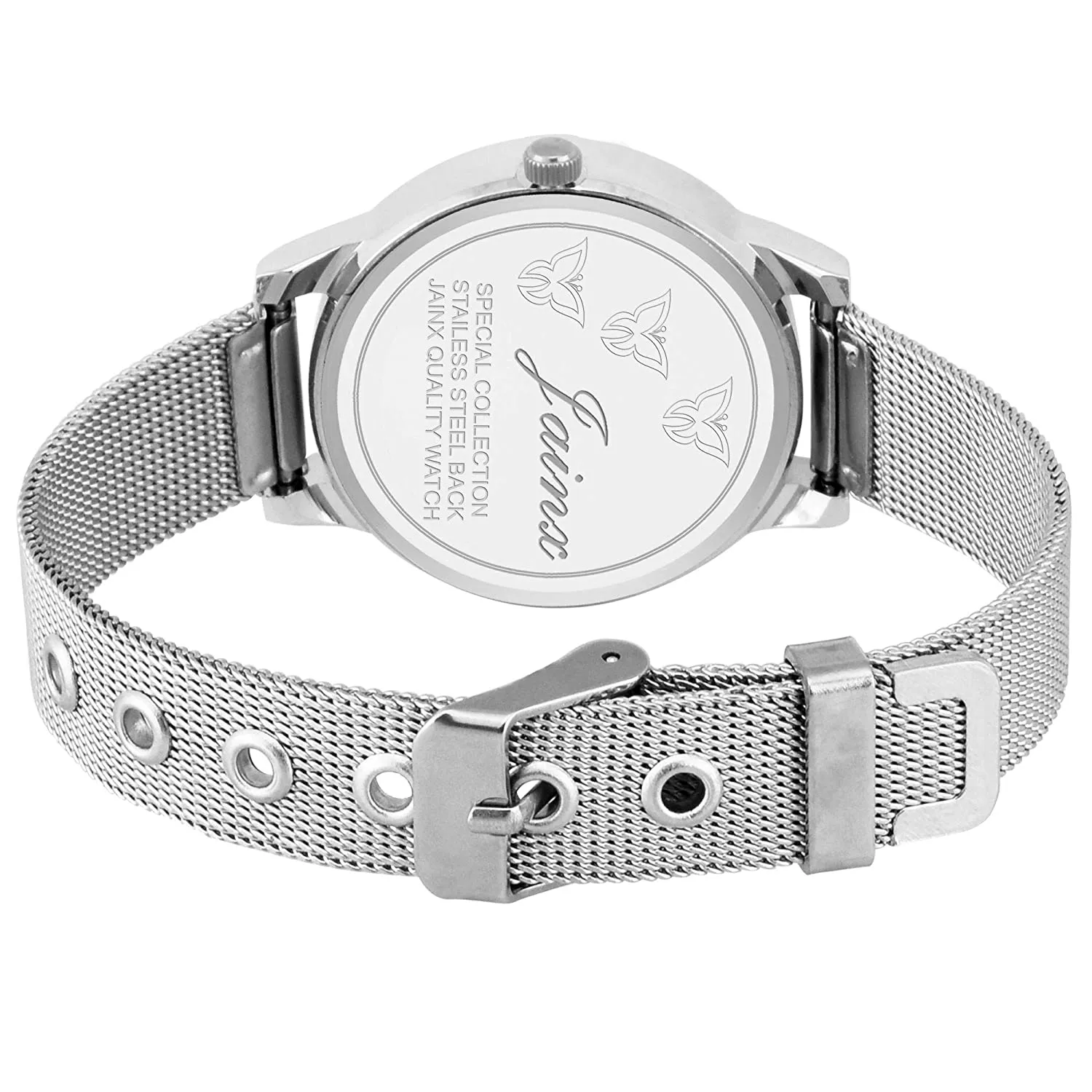 silver Day & Date Function Dial Steel Mesh Chain Analog Watch - For Women JW598