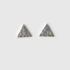 Silver Hammered Triangle Earrings