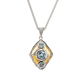 Silver with 23k Gold Gilding Rocks 'n Rivers Pendant - Sky Blue Topaz