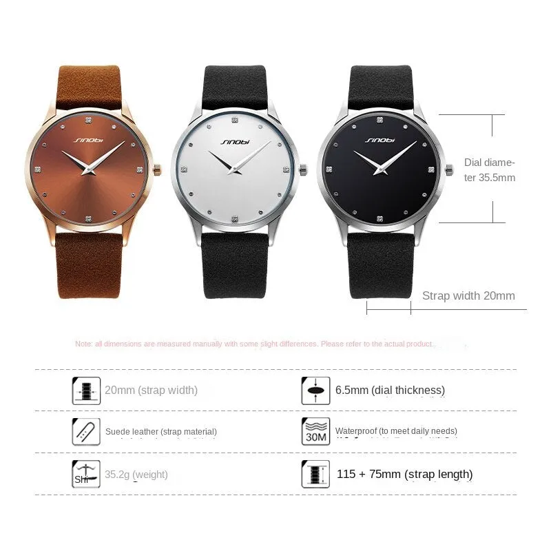 Sinobi Couple's Watch Fashion Simple Casual Double Needle Men's and Women's Watch