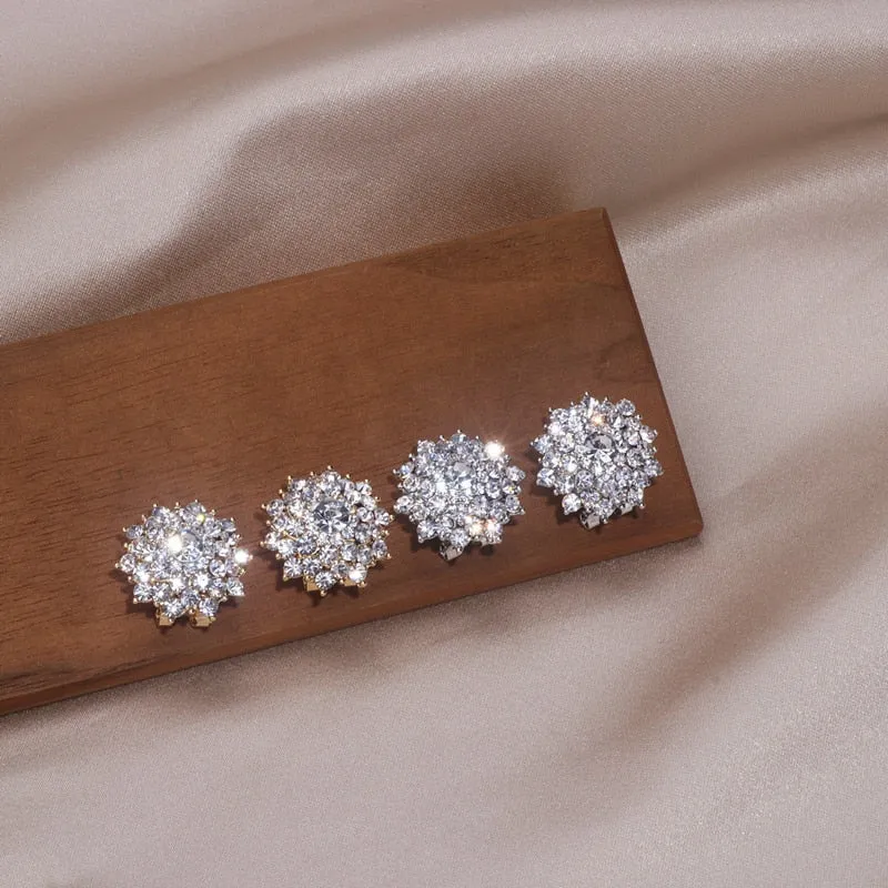 Snowflake Luxury Shiny Rhinestone Crystal Stud Earrings