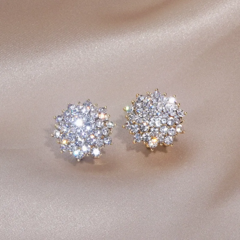 Snowflake Luxury Shiny Rhinestone Crystal Stud Earrings