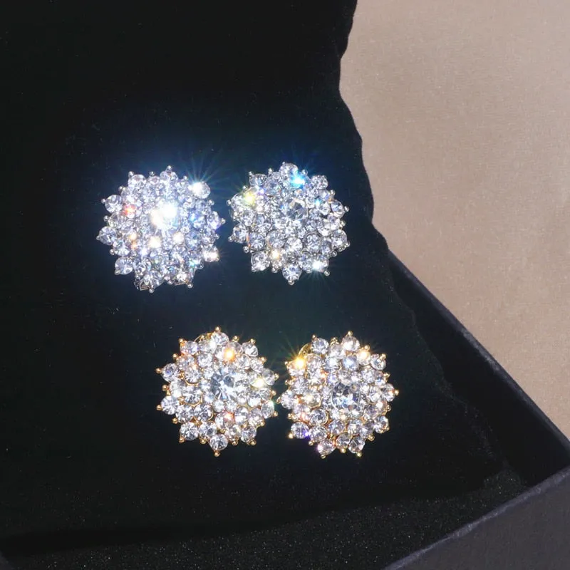 Snowflake Luxury Shiny Rhinestone Crystal Stud Earrings