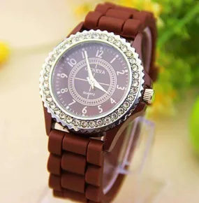 Sparkly Silky Silicone Watch in Chocolate Brown