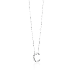 Sterling Silver Cubic Zirconia Initial "C" Pendant On 39 3cm Chain