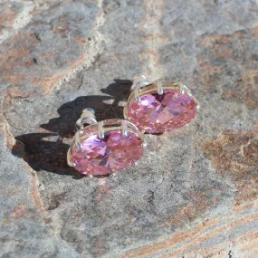 Sterling Silver Earrings with AAA Grade CZ in Pink for Women Pink Stone Color Style LOAS1369