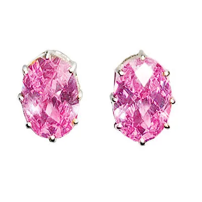 Sterling Silver Earrings with AAA Grade CZ in Pink for Women Pink Stone Color Style LOAS1369