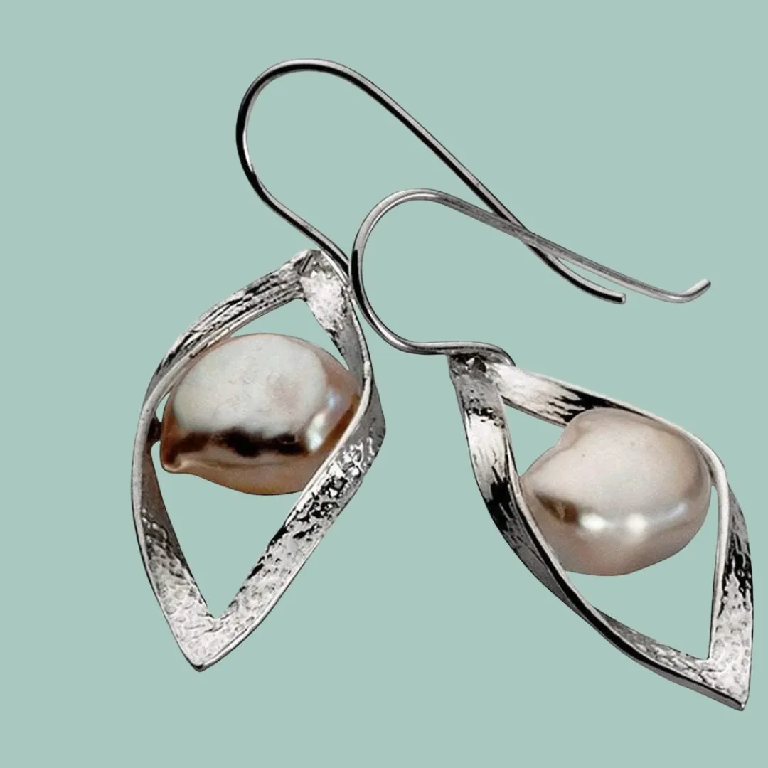 Sterling Silver mother of pearl earrings, Feminine and elegant earrings