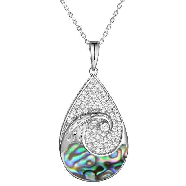 Sterling Silver Mother of Pearl Nalu Teardrop Pendant by Alamea